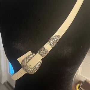 Lake Shore Drive Leather Belt with Silver Buckle